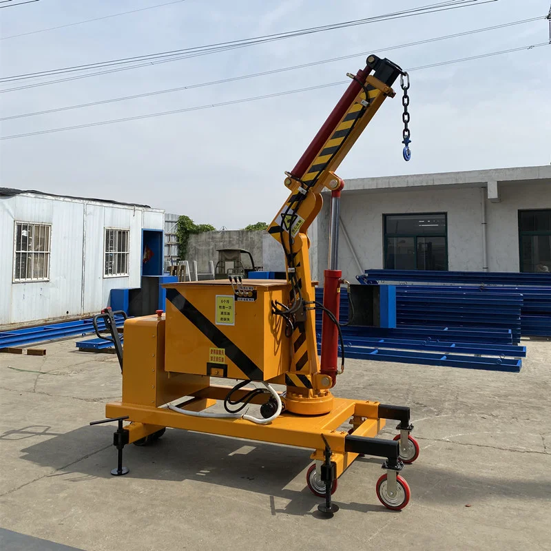 hydraulic crane 2 tons simple cantilever rotation hand push mobile handling crane