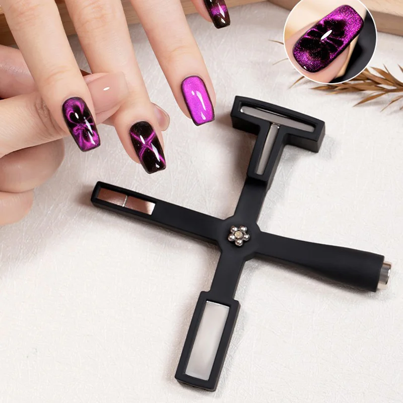 Five in One Multifunctional Cross Magnet 2024 New Strong Cat Eye Armor Oil Adhesive Iron Absorbing Stone Other Nail Supplies