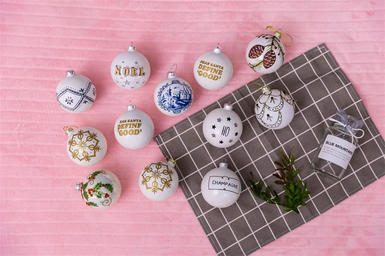 Personalized Crystal Christmas Ornaments 80MM 100MM Wholesale Clear Glass Christmas Ball Ornaments