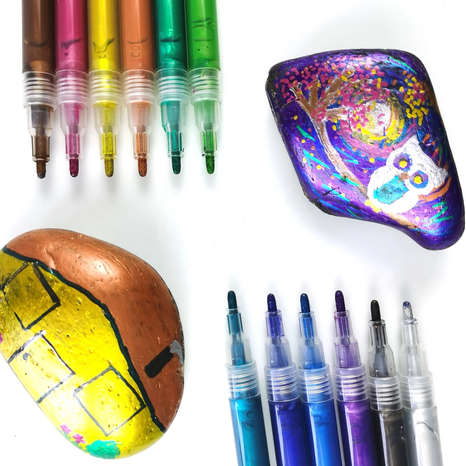 Custom 12 Color Glitter  Metallic Color DIY Gold Permanent Acrylic Paint Markers Artist Drawing  Pen