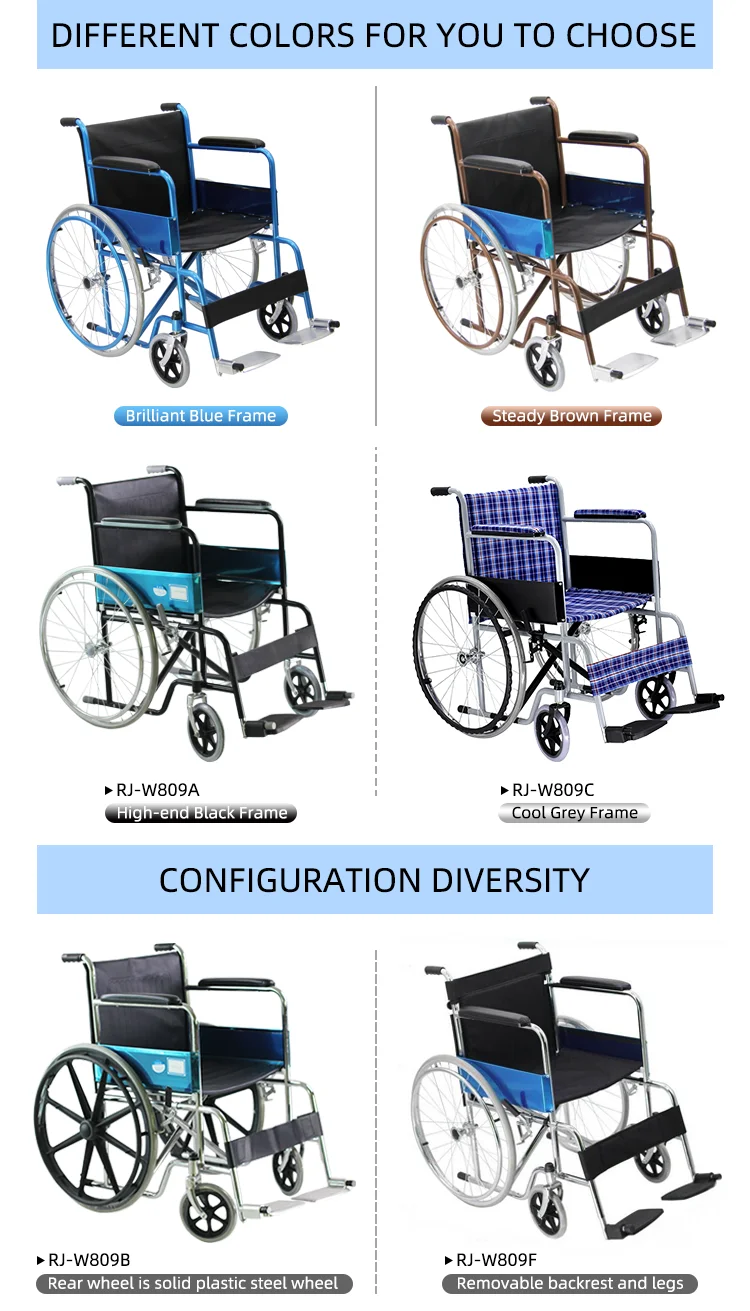 Foldable Wheel Chair Detachable Footrest Wheel Chair Steel Manual Wheelchair For Disabled People