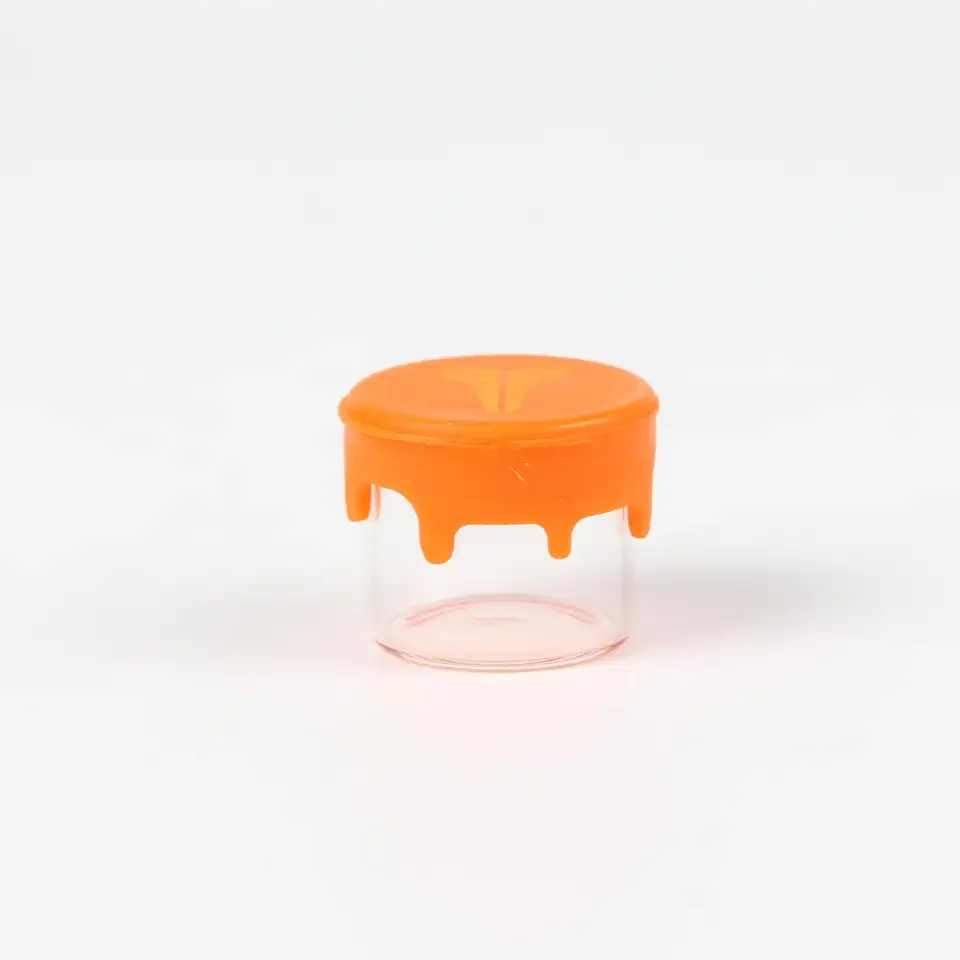 Hot Sale High Quality Colorful Smoking Glass Spice Jar With Silicone Lid