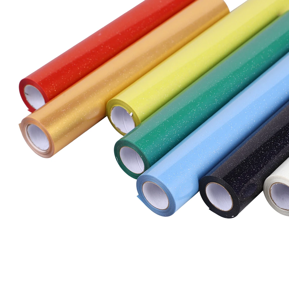 Hot Sale Fashion starlight sparkle glitter Heat transfer vinyl PU Flex New Product Iron on Film  For Clothing Fabric