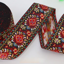 Woven Webbing Ribbon 50mm, Colorful Webbing Strap, Ethnic Jacquard Polyester Webbing