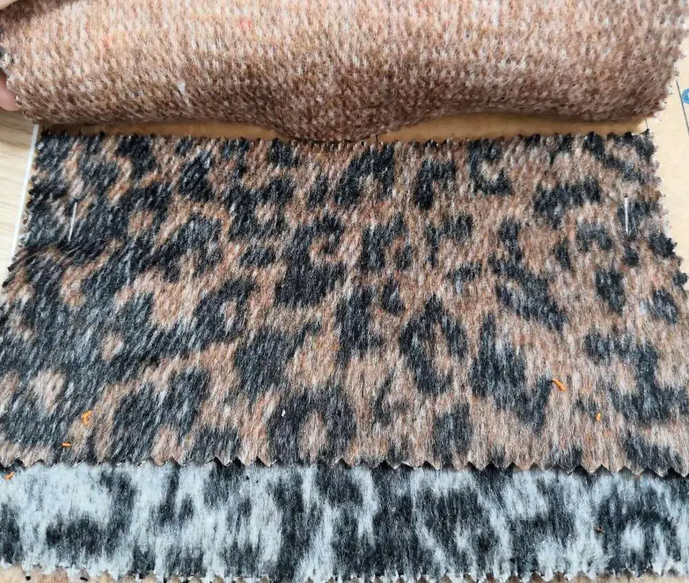 Девять видов двухсторонней тканой шерстяной ткани с леопардовым принтом в наличии