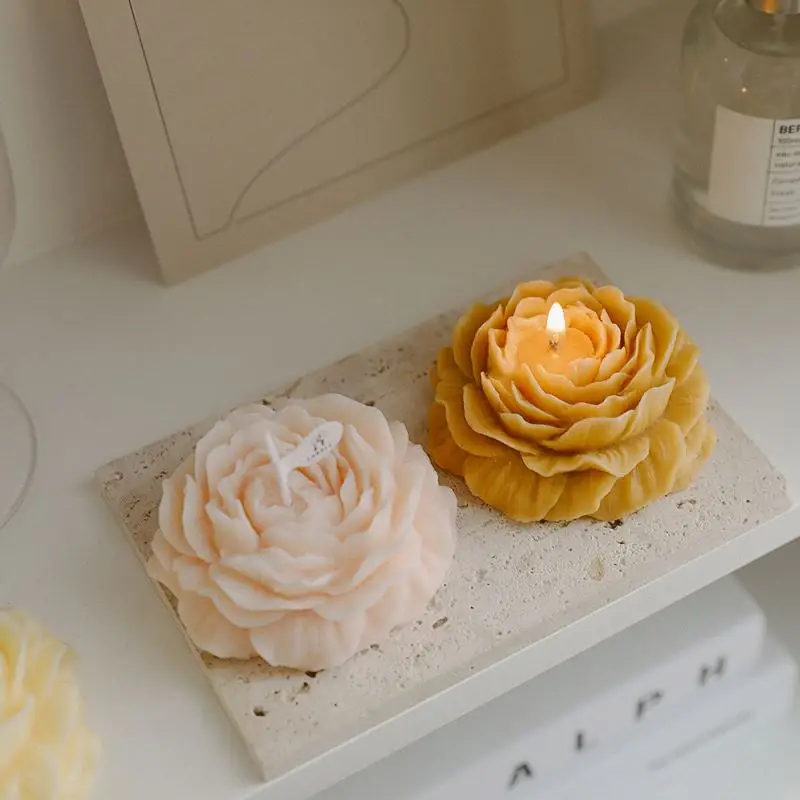 2024 New  Decorative Flower Candle Perfumada Aromatherapy Peony Shaped Flower Scented Candle For Wedding Celebration Home Decor