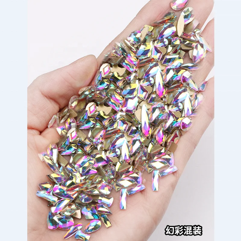 Diamond Different Shape Glitter Crystal Clear AB Mix Size Rhinestone Glass Stone Nails Decoration 3D Stamping Art Nails