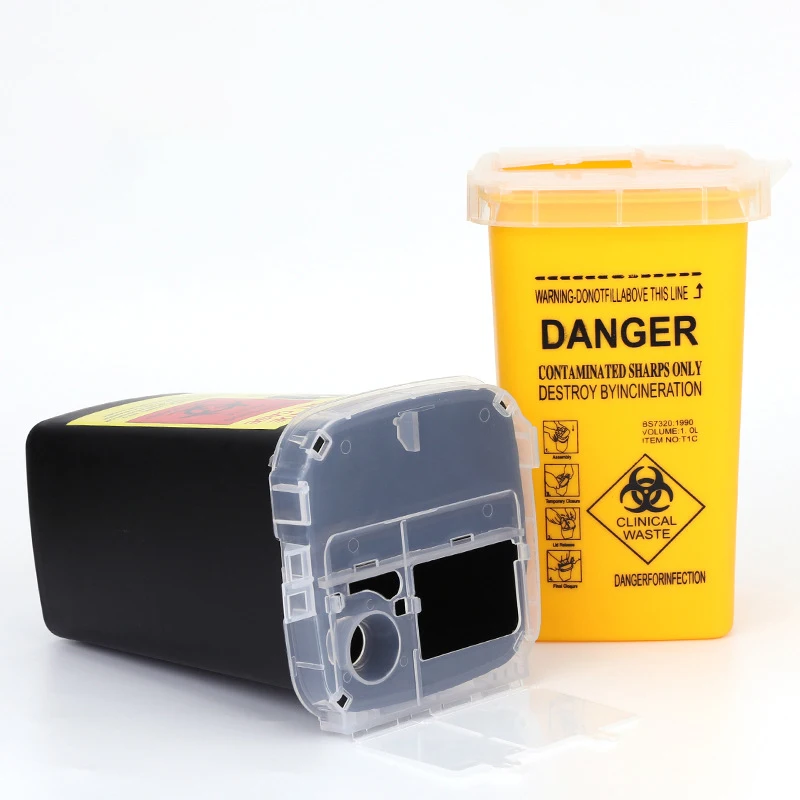 1L Capacity Tattoo Artist Waste Box Tattoo Piercing Needles Disposal Sharps Container Needles Bin Biohazard Collect Waste Box