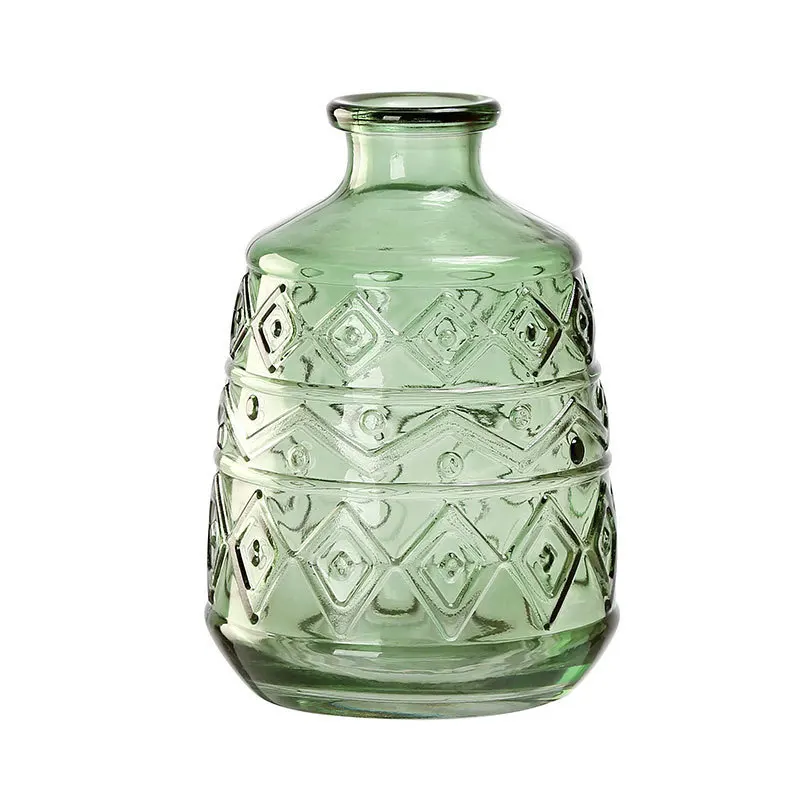 creative Green embossed small vase for hydroponic  bud vase decoration