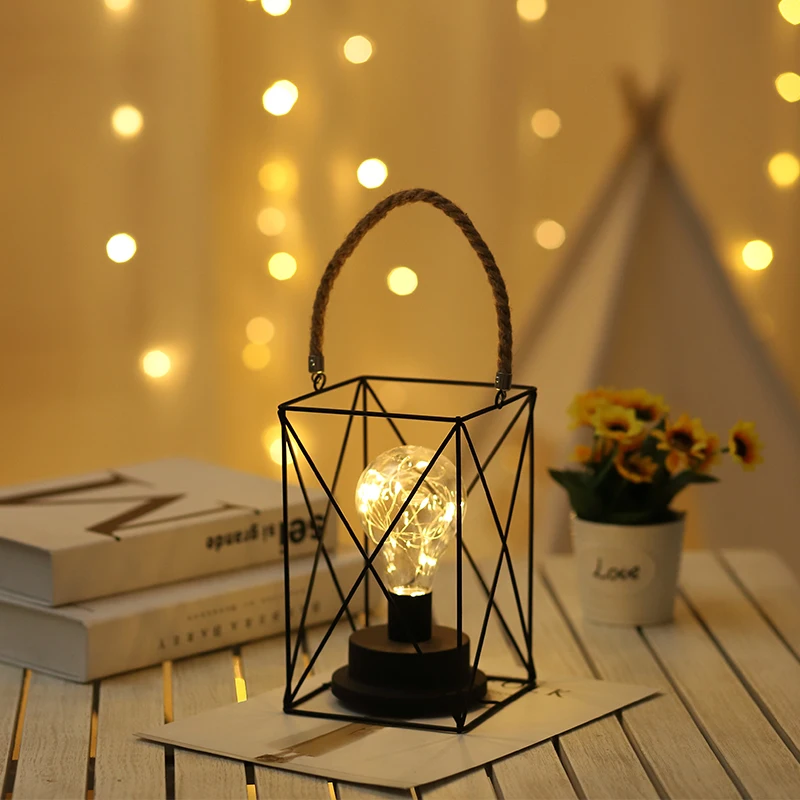 
Wire Hanging lamp for indoor Decor Battery operated, LED Night light for tabletop 