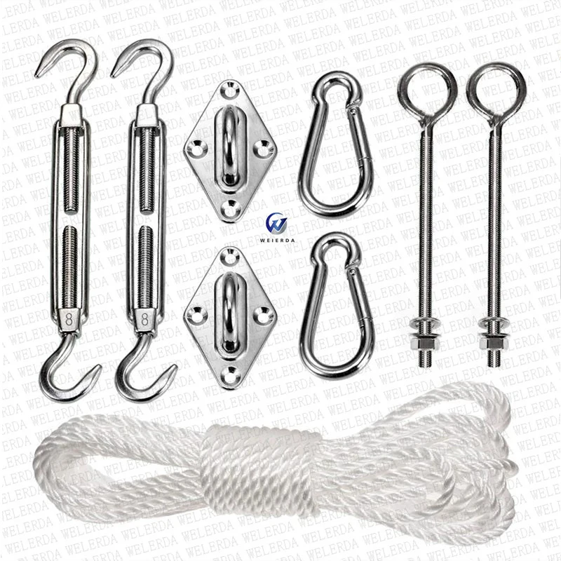 Sun Shade Sail Installation Hardware Stainless Steel Hardware Kit For Triangle Rectangle Shade Sails