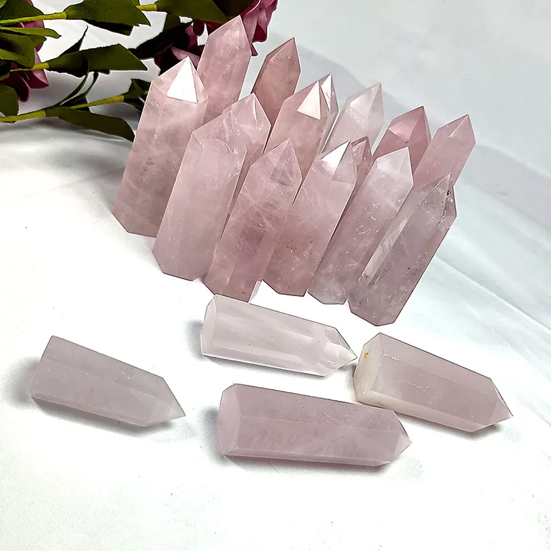 Оптовая продажа натуральные Исцеляющие кристаллы розовый кварц башня точка Чудесный Розовый любовный камень