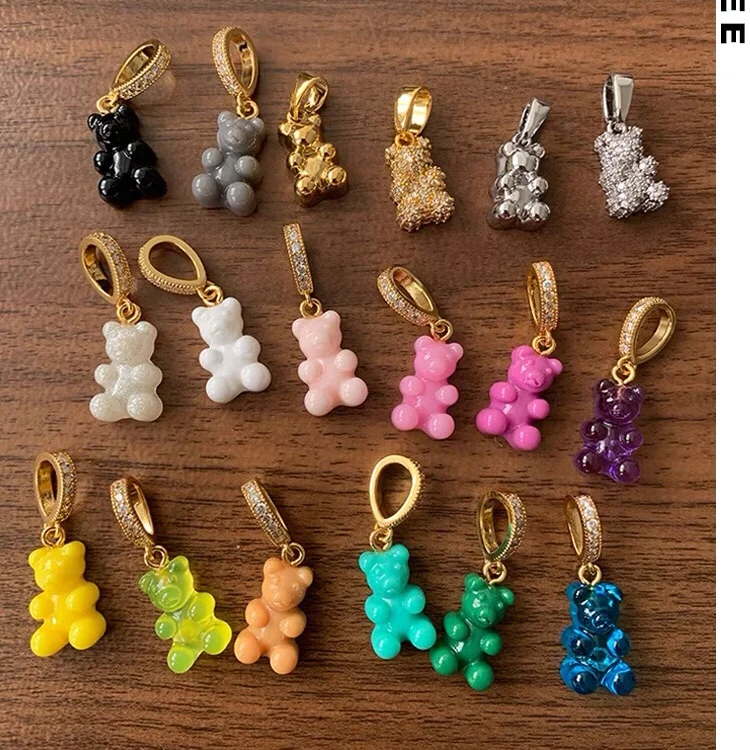 Popular acrylic&resin Trendy bear earrings and necklace pendant dangle jewelry for girls ladies