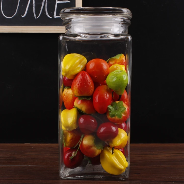Wholesale Square Glass Storage Jar Candy Pasta Food Container with Sealed Glass Lid