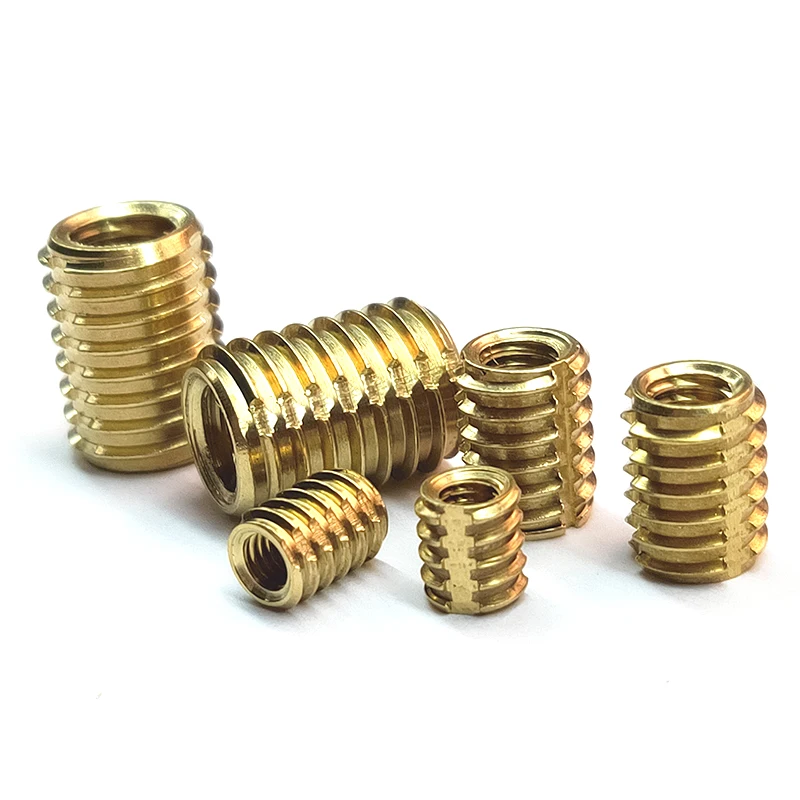Brass Nut 302 Slotted Style M3 M4 M5 Threaded Metal Self Tapping Insert Slotted Screw Thread Repair Insert