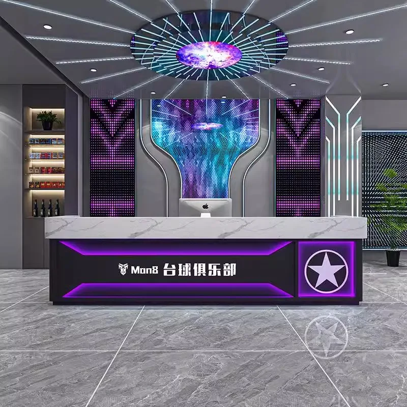 Industrial-Style Light Luxury Net Cafe Bar Reception Desk Hotel KTV Gym Billiard Hall Customizable Front Desk Cash Register