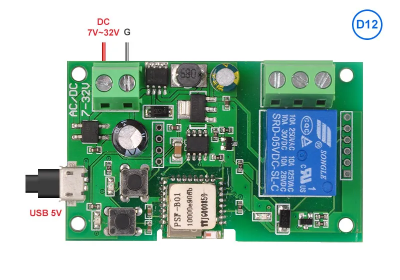 eWeLink wifi switch  7v-32v Inching/Self-Locking wireless Relay module Smart home Automation for Door access Alexa google