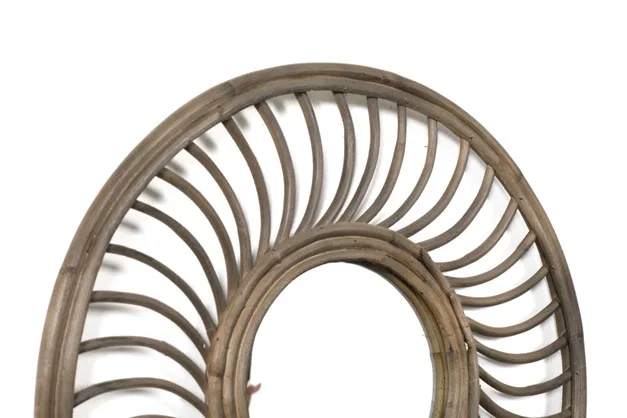 Spiral Elegance Mirror High Quality Manufacturer Natural Rattan Mirror Flower Shaped Frame Woven Mirror For Wall Decor