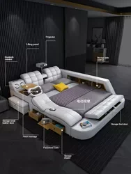 Bedroom sets luxury king size modern white leather royal wooden queen hotel italian home furniture kids twin size bedroom sets