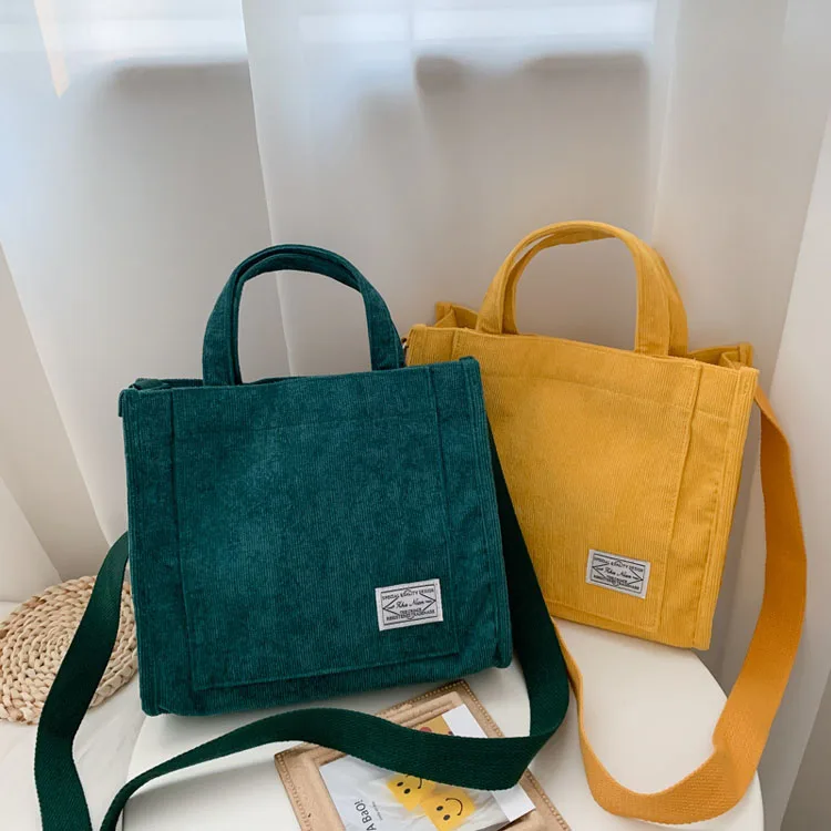 Wholesale Canvas Bag Korean Thick Corduroy Large Capacity Customize Student Messenger Bag