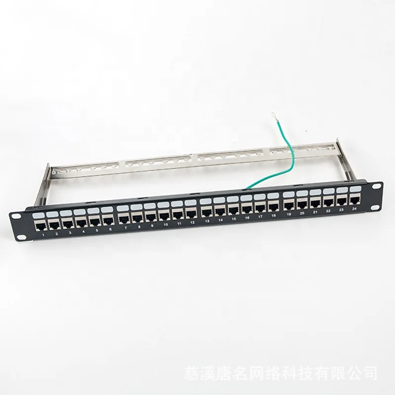 24 Port RJ45 CAT6A SHIELDED Through Coupler Patch Panel with Back Bar