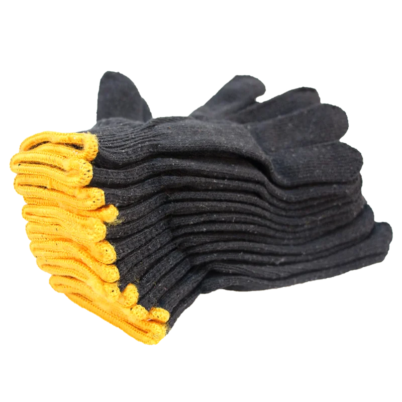 Wholesale Custom Black stain resistant Cotton Knitted Hand Gloves for worker men hand protection