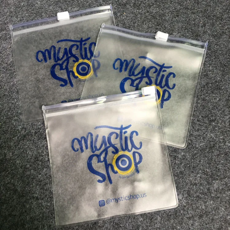 Custom Logo Printed Jewelry Packaging Pouch Transparent Plastic Frosted Pvc Small Ziplock Bags For Clothing Cosmetic