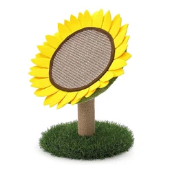 Novel design round cat scratching post small sisal claw sharpener sunflower cat tree scratcher cat toy