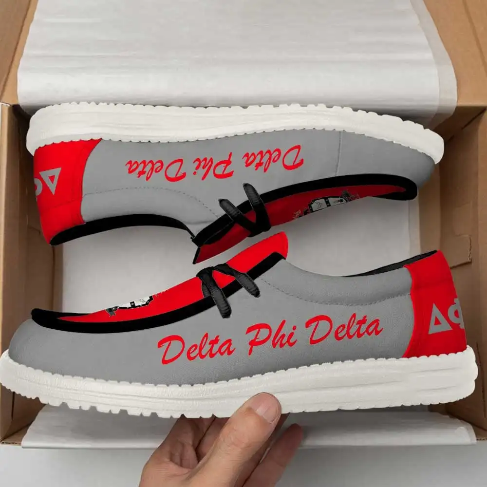 2024 Unisex Fashion Lace up Canvas Sneakers Custom Delta Phi Chi Sorority logo Running Sneakers Canvas Boat Shoes For Unisex