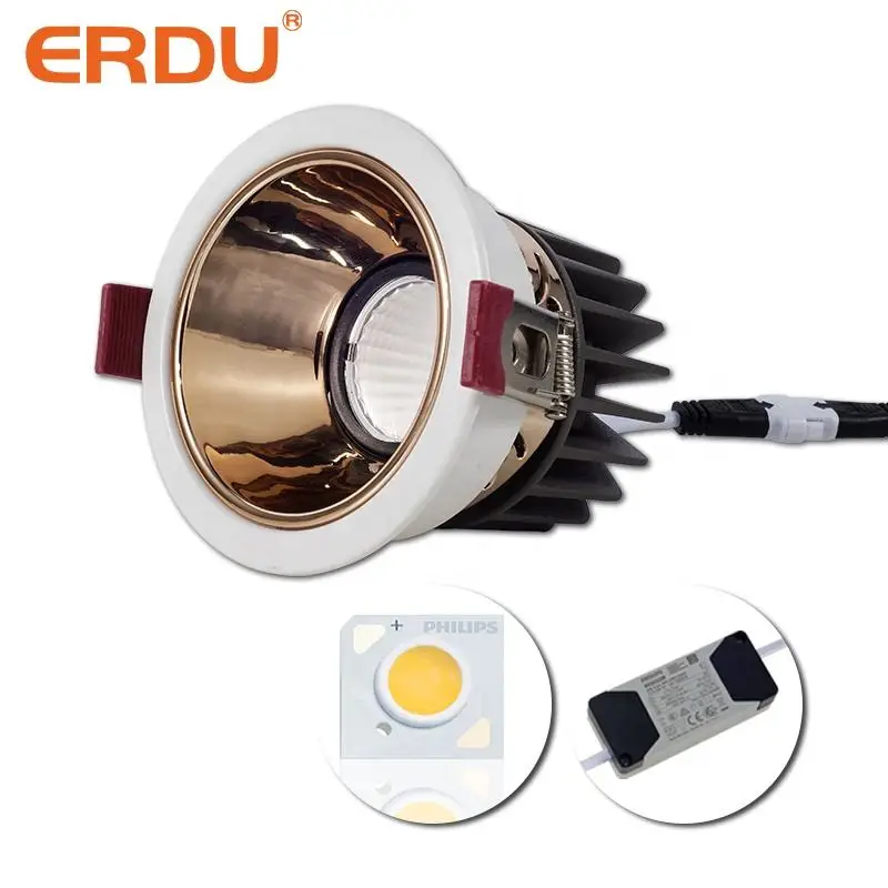 ERDU Aluminum Housing Built-In Anti-Glare Cob Spot Light Adjustable Anti-Glare Recessed Led Led Wall Washer Spotlight