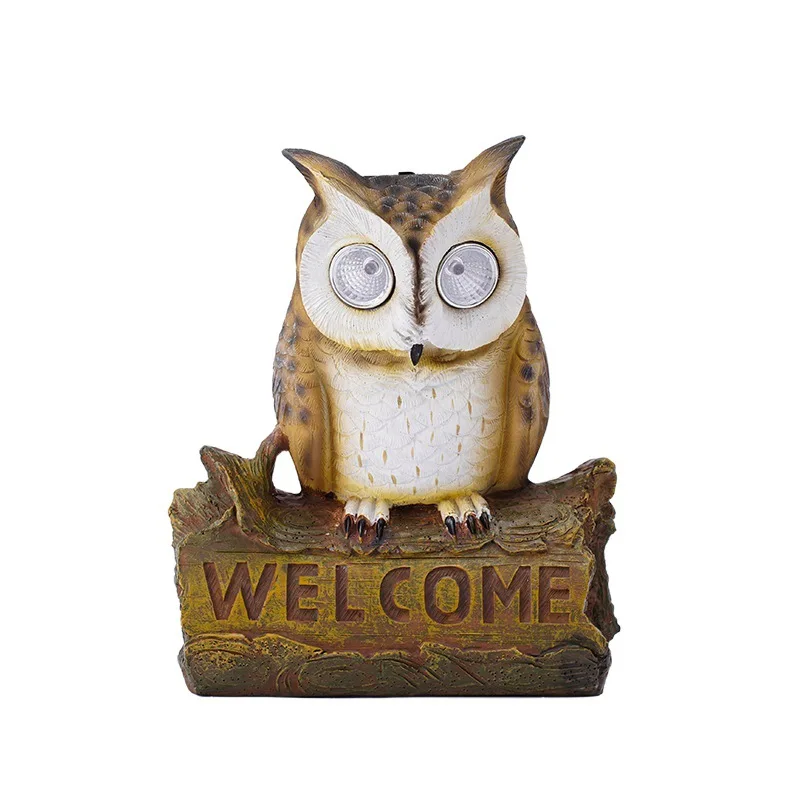 Owl Statues Tree Sculptures Outdoor Garden Statues Solar Light Owl Tree Ornaments For Garden Owl Outdoor Decor Resin
