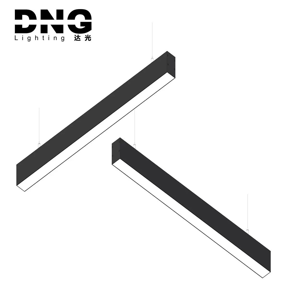 DNG Modern Long Strip Hanging Lamp Aluminum Dining Table Light Fixture Linear LED Chandelier for Office Kitchen Island Bar