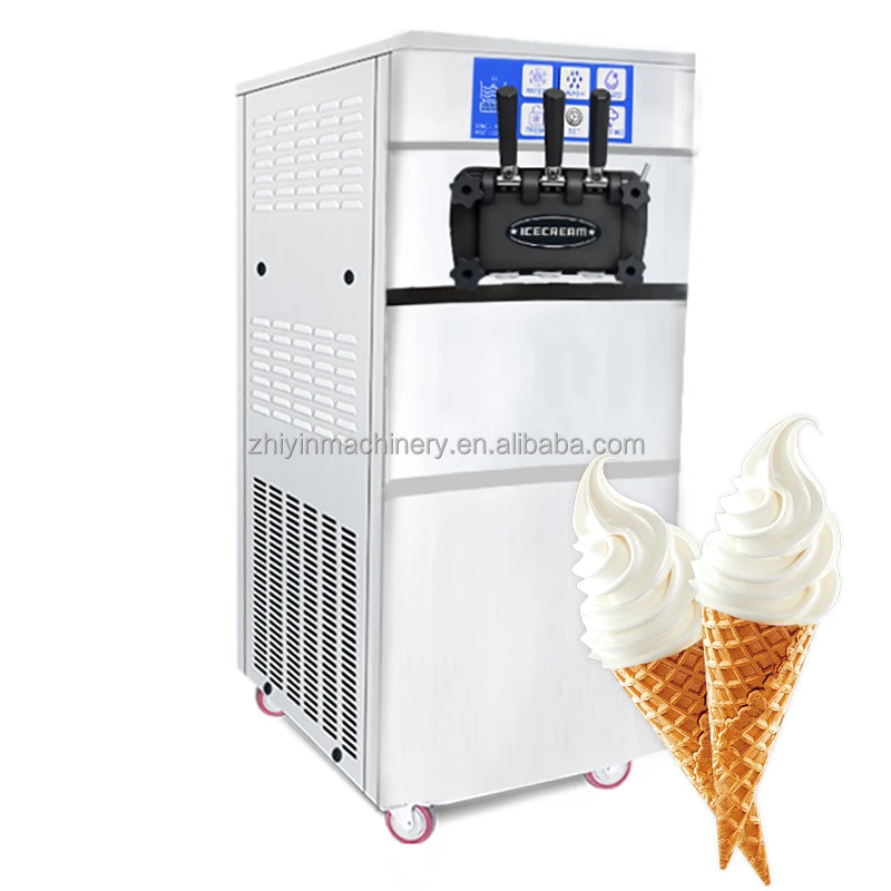 Commercial Ice Cream Maker Sensor Handle Gears Box Compressor Soft Ice Cream Machine 3 Flavor Soft Serve Ice Cream