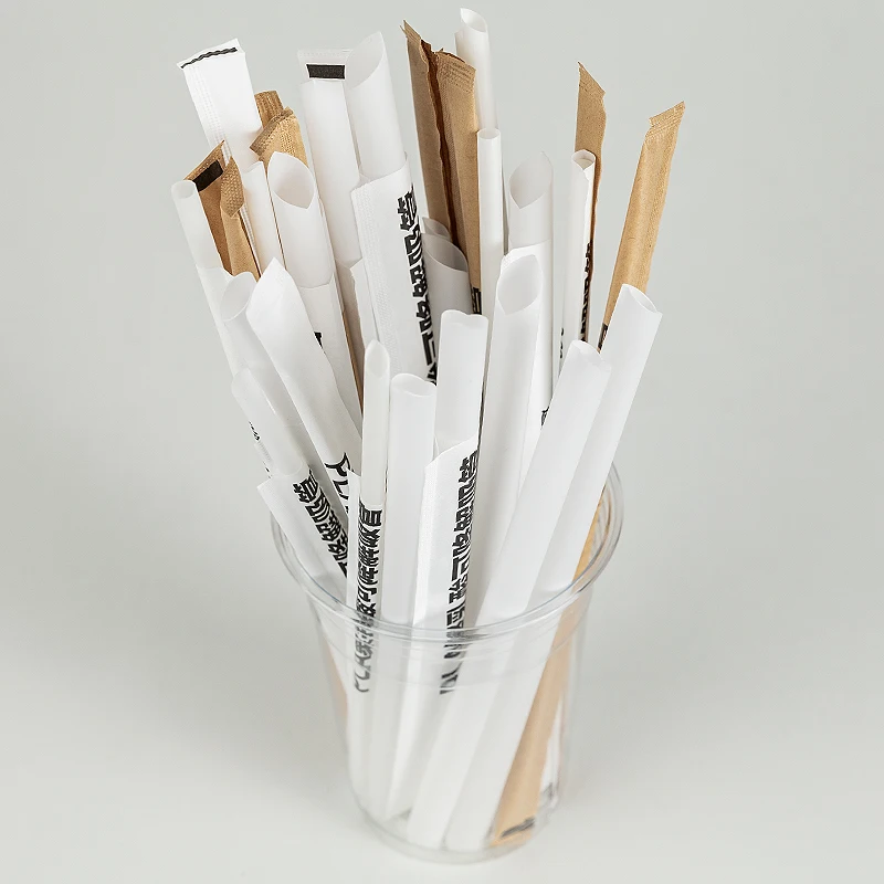 Biodegradable Plastic Boba  Compostable Individually Wrapped Coffee PLA Straw