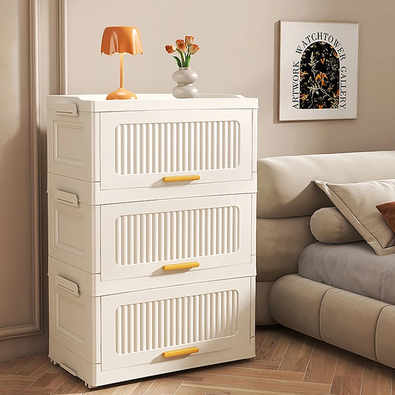 Cabinet Grocery Shoes Toys Folding Foldable Clothes Boxes Organizer Storage Container 6 Layers Boxes Bins with Lid for Clothes