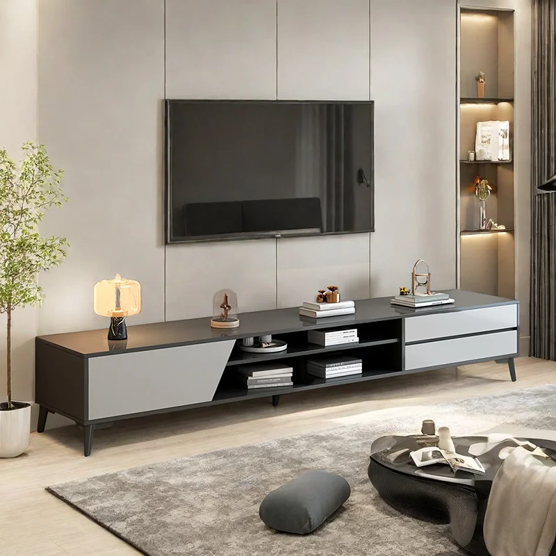 Special shape Living Room Furniture Flat Packing Melamine Chipboard Wood TV Stand Table