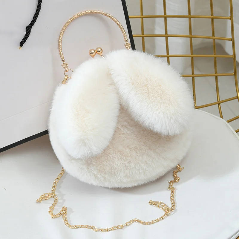 New Rabbit Ear Single Shoulder bag Cross body Plush Bag Leather Chain Fashion Bag