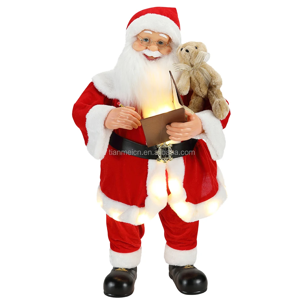 christmas decoration music Animated custom Christmas plush big Santa Claus Ornament large santa claus xmas Figurine navidad xmas