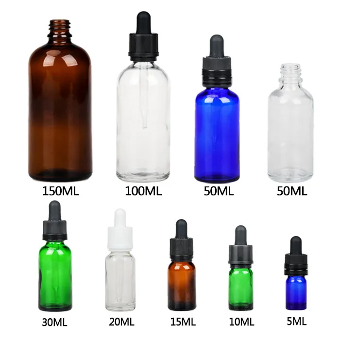 5ml 30ml amber cobalt blue green glass bottle with pipette beard dropper boston cosmetic serum bottle child resistant packaging