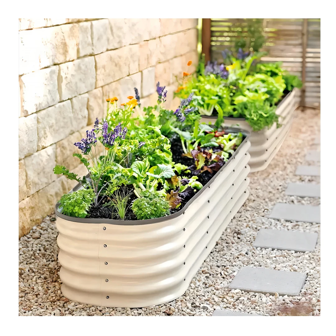 Galvanized Oval Metal Raised Garden Bed Kit Tall Planter Box for Vegetables Includes Rubber Strip Edging and Weed Barrier