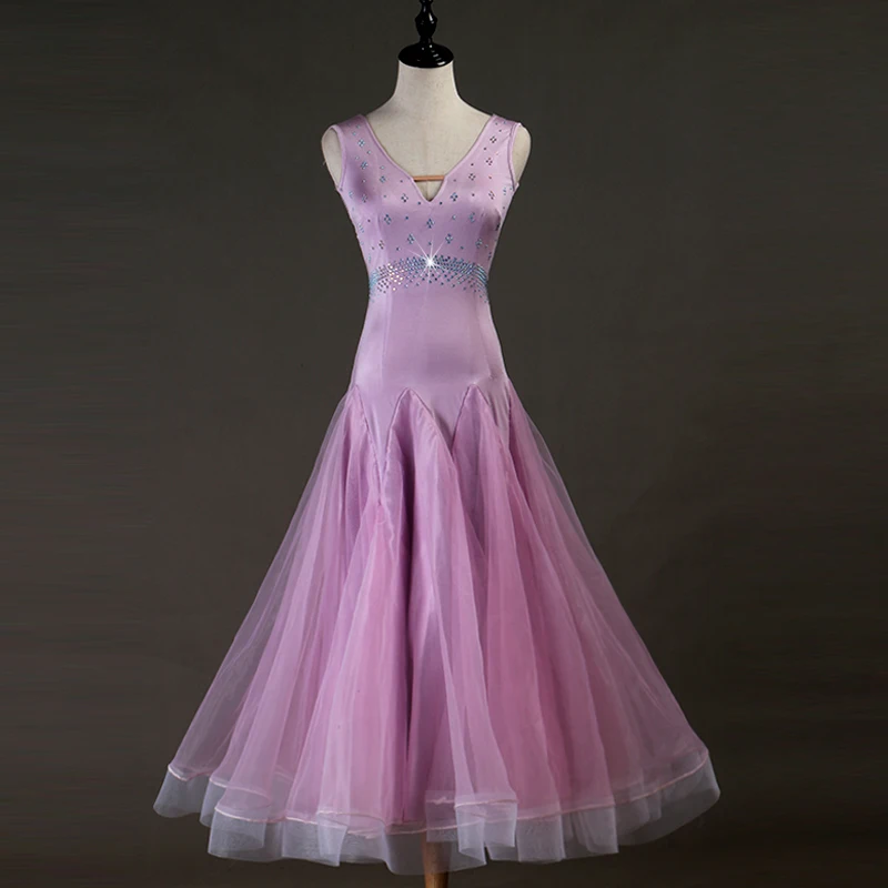 MQ109  Factory International Standard Competition pink Ballroom Dance Dress