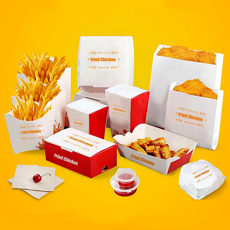LOKYO Take out customized chicken nugget french fries chips hamburger disposable box fast food packaging