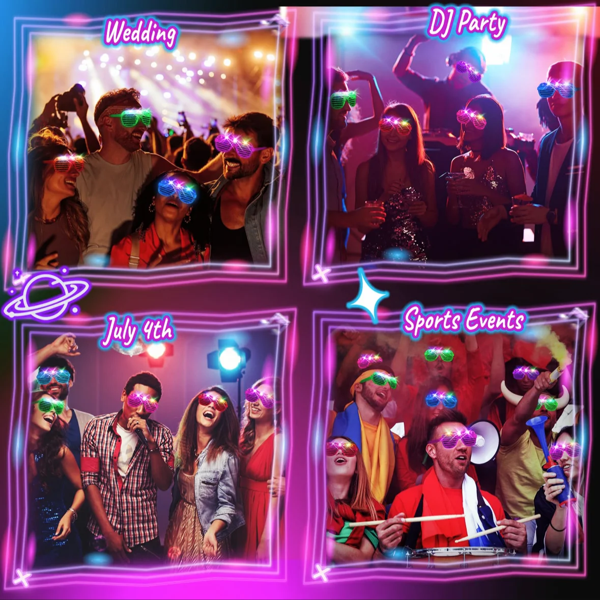Luminous heart shaped LED child birthday toy glasses Christmas Halloween party bar colored luminous glasses