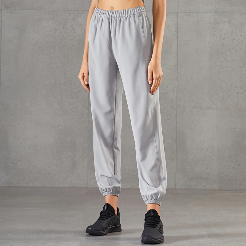 Gym Exercise Sports Fit Pants Solid Elastic Waist Sports Track Pants Quick Dry Running Women Jogger Pants