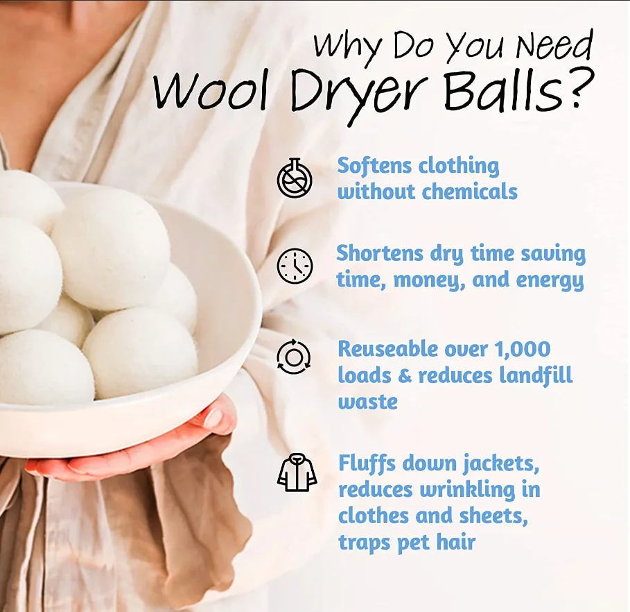 7cm Organic Wool Dryer Balls for Laundry Washing Top Selling Products 2024 New Trending In USA Compostable dryer balls pack of 6