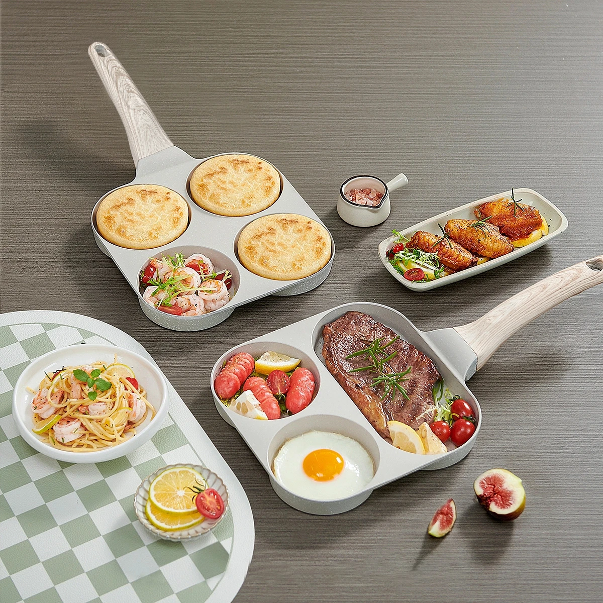 Die Cast non stick frying pan for breakfast Marble Coating fried egg beef Cooking Pans nonstick Kitchen Fry Pans