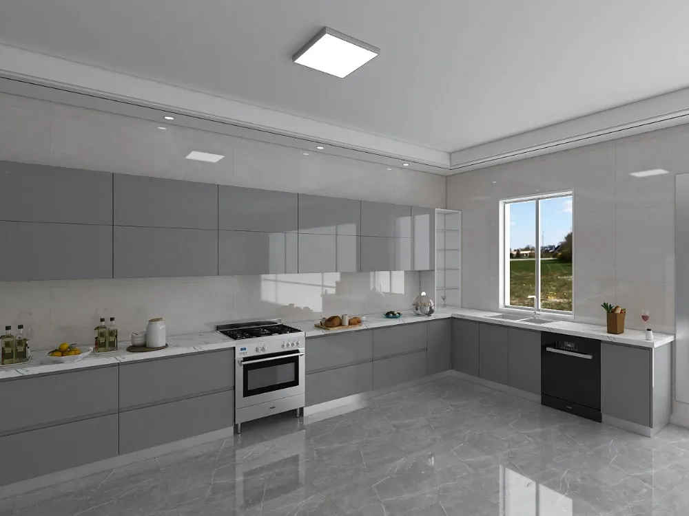 2019 European Style High Gloss Lacquer Complete Kitchen Cabinet Units Design with Accessories