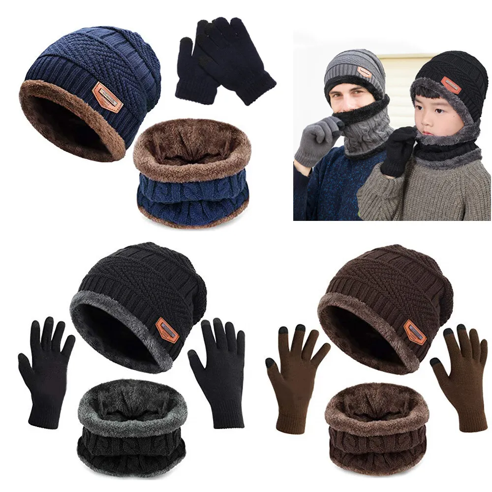 2024 NEW MSR MS1138 Soft Thicken Wool Ski Hat Men Neck Warm Winter Wool Hat Set Men Beanie Knitted Gloves Scarf Set