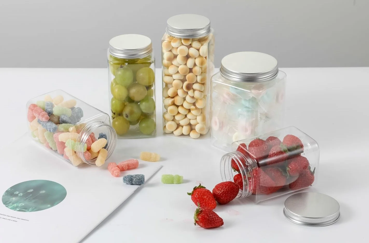 Custom Little Cosmetic Food Storage Plastic Jar 100ml 250ml 500ml 750ml 1000ml with Aluminum Lid