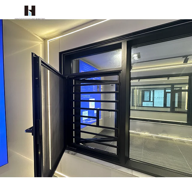 Wholesale Tilt Flip Window High Security Impact Glass Casement Window Double Glazing Aluminum Frame Window   For Balcony